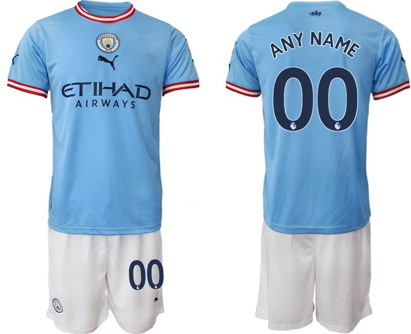 Men 2022-2023 Club Manchester City home blue customized Soccer Jersey->youth soccer jersey->Youth Jersey
